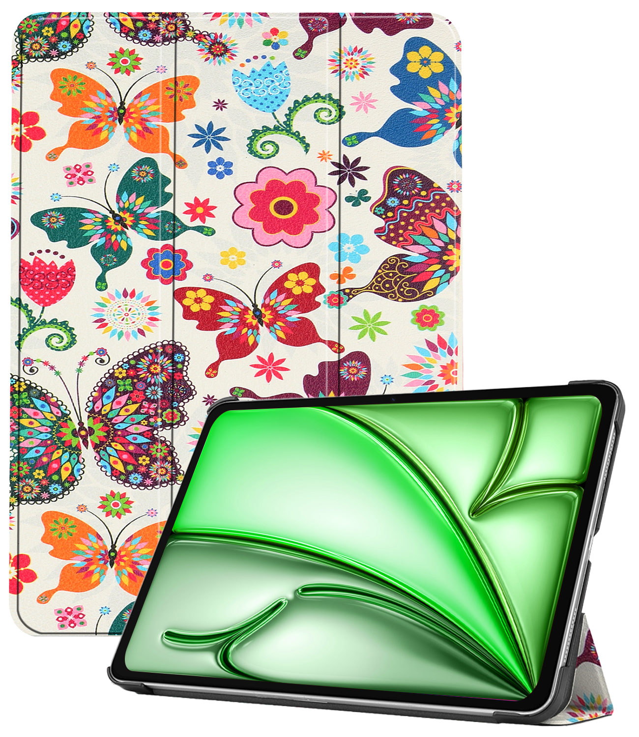 BASEY. iPad Air 2024 Hoes Luxe Book Case - iPad Air 6 (11 inch) Hoesje Case Cover - Vlinder