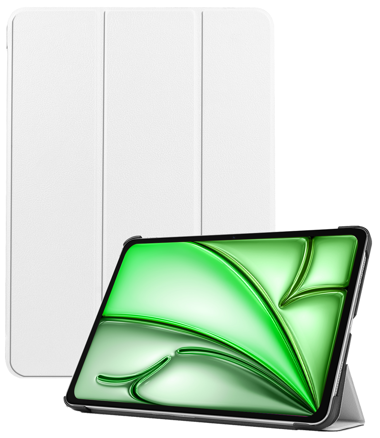 BASEY. Hoesje Geschikt voor iPad Air 6 (11 inch) Hoes Case Tablet Hoesje Tri-fold - Hoes Geschikt voor iPad Air 2024 (11 inch) Hoesje Hard Cover Bookcase Hoes - Wit