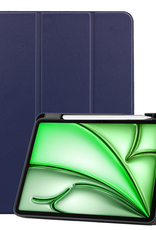 BASEY. Hoesje Geschikt voor iPad Air 6 (11 inch) Hoes Case Tablet Hoesje Tri-fold Met Uitsparing Geschikt voor Apple Pencil - Hoes Geschikt voor iPad Air 2024 (11 inch) Hoesje Hard Cover Bookcase Hoes - Donkerblauw
