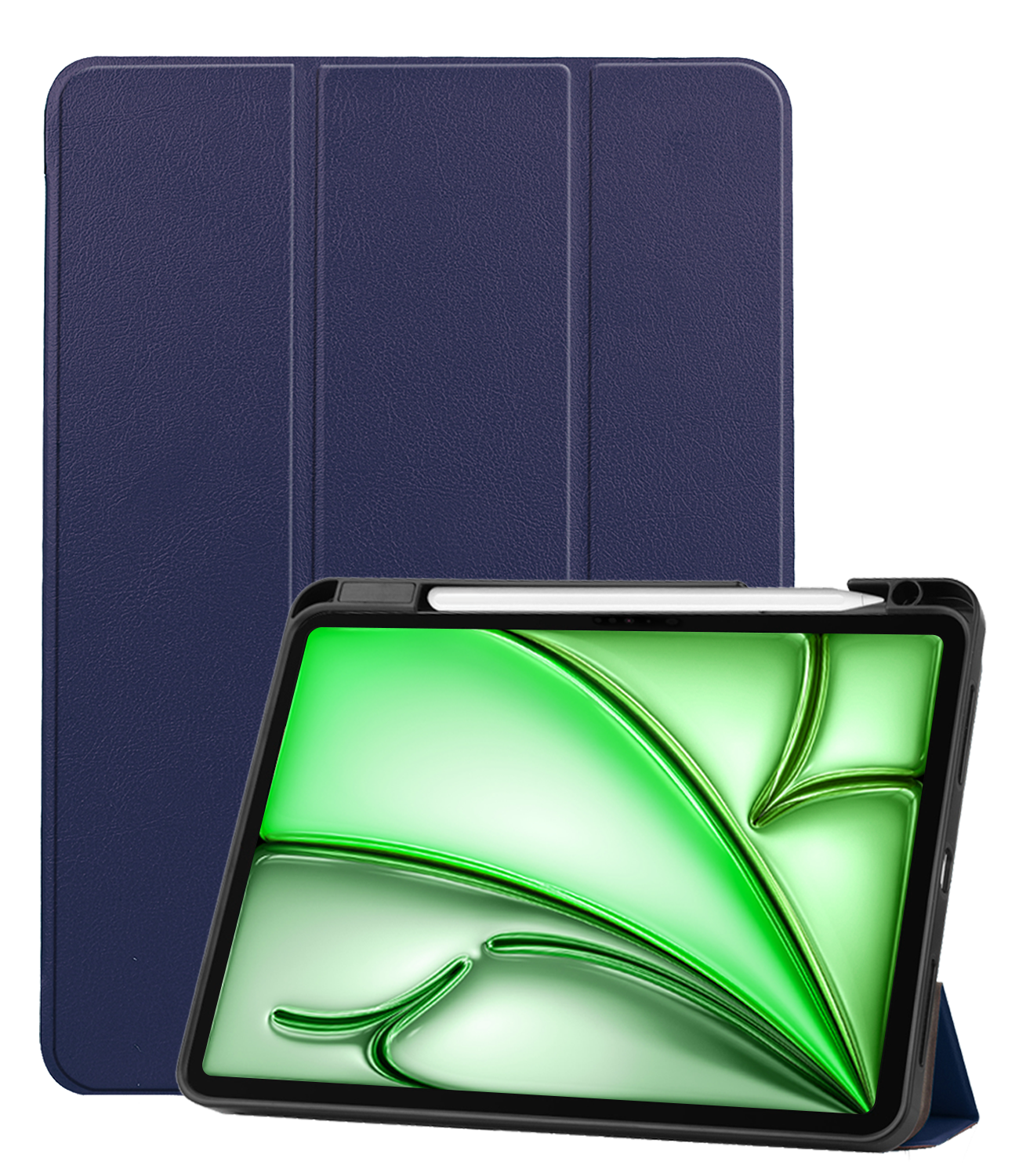 BASEY. Hoesje Geschikt voor iPad Air 6 (11 inch) Hoes Case Tablet Hoesje Tri-fold Met Uitsparing Geschikt voor Apple Pencil - Hoes Geschikt voor iPad Air 2024 (11 inch) Hoesje Hard Cover Bookcase Hoes - Donkerblauw