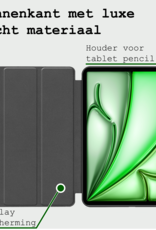 BASEY. Hoesje Geschikt voor iPad Air 6 (11 inch) Hoes Case Tablet Hoesje Tri-fold Met Uitsparing Geschikt voor Apple Pencil - Hoes Geschikt voor iPad Air 2024 (11 inch) Hoesje Hard Cover Bookcase Hoes - Donkerblauw