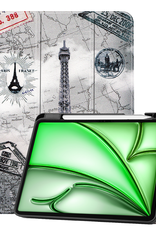 BASEY. Hoesje Geschikt voor iPad Air 6 (11 inch) Hoes Case Tablet Hoesje Tri-fold Met Uitsparing Geschikt voor Apple Pencil - Hoes Geschikt voor iPad Air 2024 (11 inch) Hoesje Hard Cover Bookcase Hoes - Eiffeltoren
