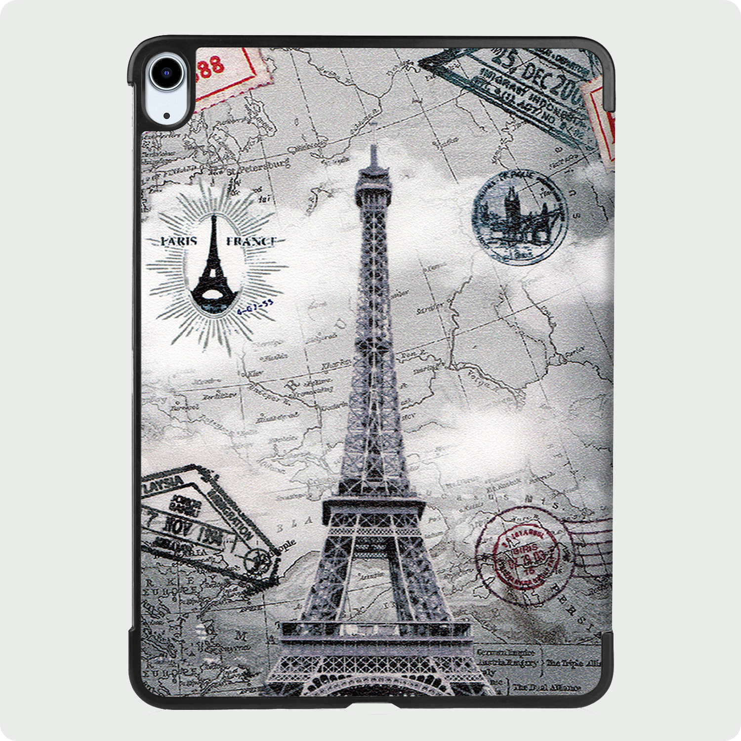 BASEY. Hoesje Geschikt voor iPad Air 6 (11 inch) Hoes Case Tablet Hoesje Tri-fold Met Uitsparing Geschikt voor Apple Pencil - Hoes Geschikt voor iPad Air 2024 (11 inch) Hoesje Hard Cover Bookcase Hoes - Eiffeltoren