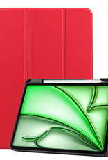 BASEY. Hoesje Geschikt voor iPad Air 6 (11 inch) Hoes Case Tablet Hoesje Tri-fold Met Uitsparing Geschikt voor Apple Pencil - Hoes Geschikt voor iPad Air 2024 (11 inch) Hoesje Hard Cover Bookcase Hoes - Rood