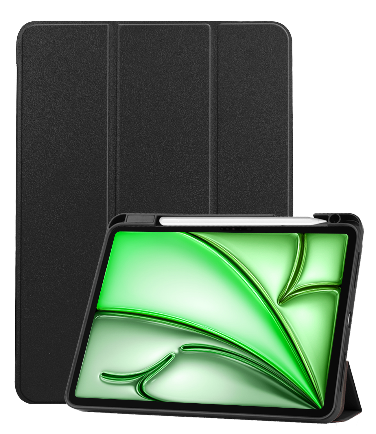 BASEY. Hoesje Geschikt voor iPad Air 6 (11 inch) Hoes Case Tablet Hoesje Tri-fold Met Uitsparing Geschikt voor Apple Pencil - Hoes Geschikt voor iPad Air 2024 (11 inch) Hoesje Hard Cover Bookcase Hoes - Zwart