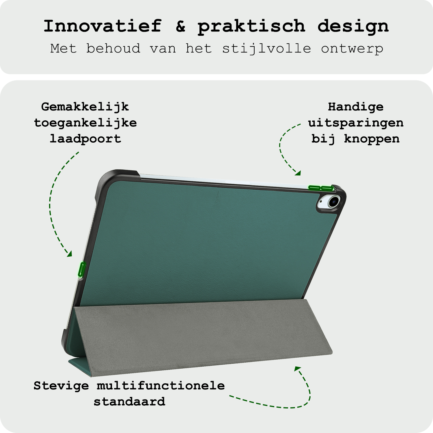 BASEY. Hoesje Geschikt voor iPad Air 6 (13 inch) Hoes Case Tablet Hoesje Tri-fold - Hoes Geschikt voor iPad Air 2024 (13 inch) Hoesje Hard Cover Bookcase Hoes - Donkergroen