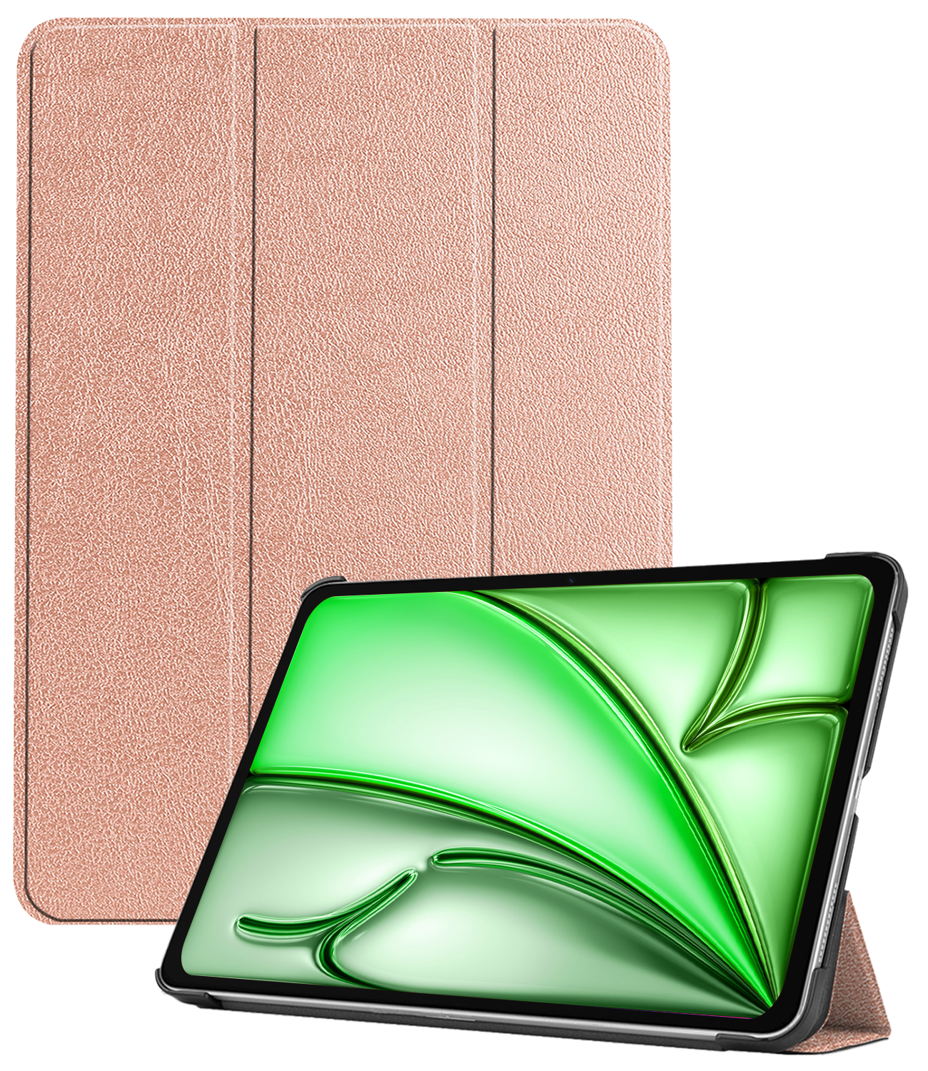 BASEY. Hoesje Geschikt voor iPad Air 6 (13 inch) Hoes Case Tablet Hoesje Tri-fold - Hoes Geschikt voor iPad Air 2024 (13 inch) Hoesje Hard Cover Bookcase Hoes - Rosé goud