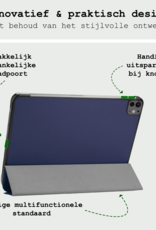 BASEY. Hoesje Geschikt voor iPad Pro 2024 (11 inch) Hoes Case Tablet Hoesje Tri-fold - Hoes Geschikt voor iPad Pro 2024 11 inch (7e generatie) Hoesje Hard Cover Bookcase Hoes - Donkerblauw