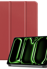 BASEY. Hoesje Geschikt voor iPad Pro 2024 (11 inch) Hoes Case Tablet Hoesje Tri-fold - Hoes Geschikt voor iPad Pro 2024 11 inch (7e generatie) Hoesje Hard Cover Bookcase Hoes - Donkerrood