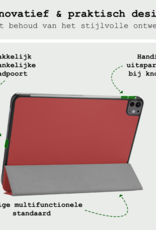 BASEY. Hoesje Geschikt voor iPad Pro 2024 (11 inch) Hoes Case Tablet Hoesje Tri-fold - Hoes Geschikt voor iPad Pro 2024 11 inch (7e generatie) Hoesje Hard Cover Bookcase Hoes - Donkerrood