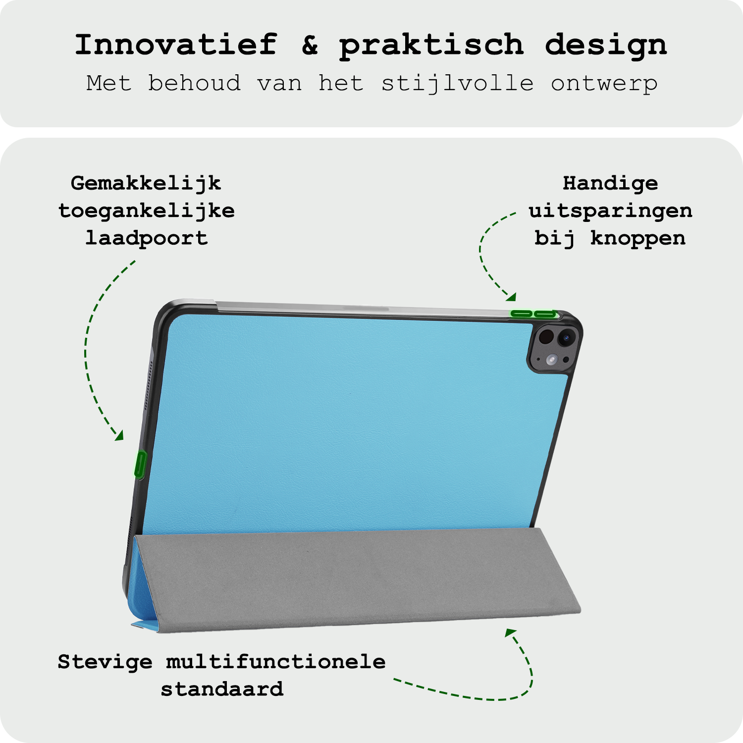 BASEY. Hoesje Geschikt voor iPad Pro 2024 (11 inch) Hoes Case Tablet Hoesje Tri-fold - Hoes Geschikt voor iPad Pro 2024 11 inch (7e generatie) Hoesje Hard Cover Bookcase Hoes - Lichtblauw