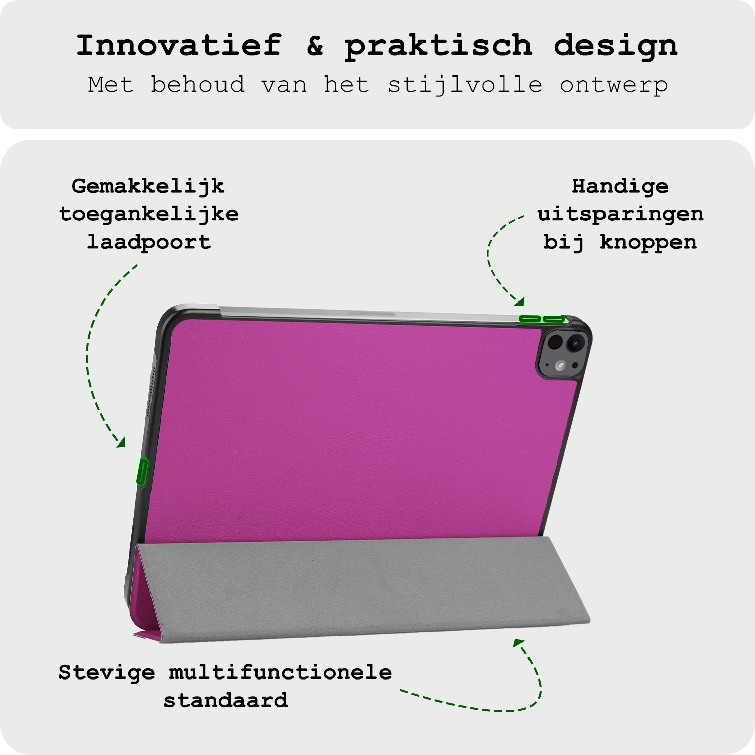 BASEY. Hoesje Geschikt voor iPad Pro 2024 (11 inch) Hoes Case Tablet Hoesje Tri-fold - Hoes Geschikt voor iPad Pro 2024 11 inch (7e generatie) Hoesje Hard Cover Bookcase Hoes - Paars