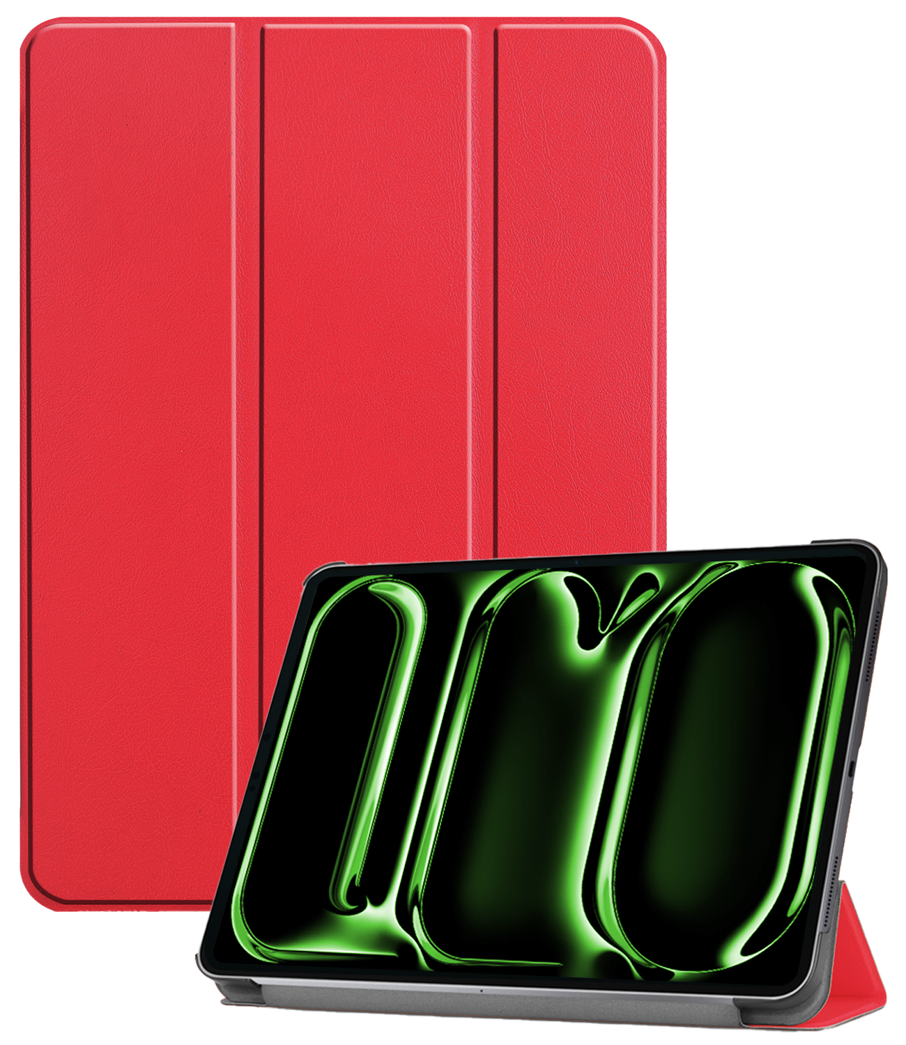 BASEY. Hoesje Geschikt voor iPad Pro 2024 (11 inch) Hoes Case Tablet Hoesje Tri-fold - Hoes Geschikt voor iPad Pro 2024 11 inch (7e generatie) Hoesje Hard Cover Bookcase Hoes - Rood