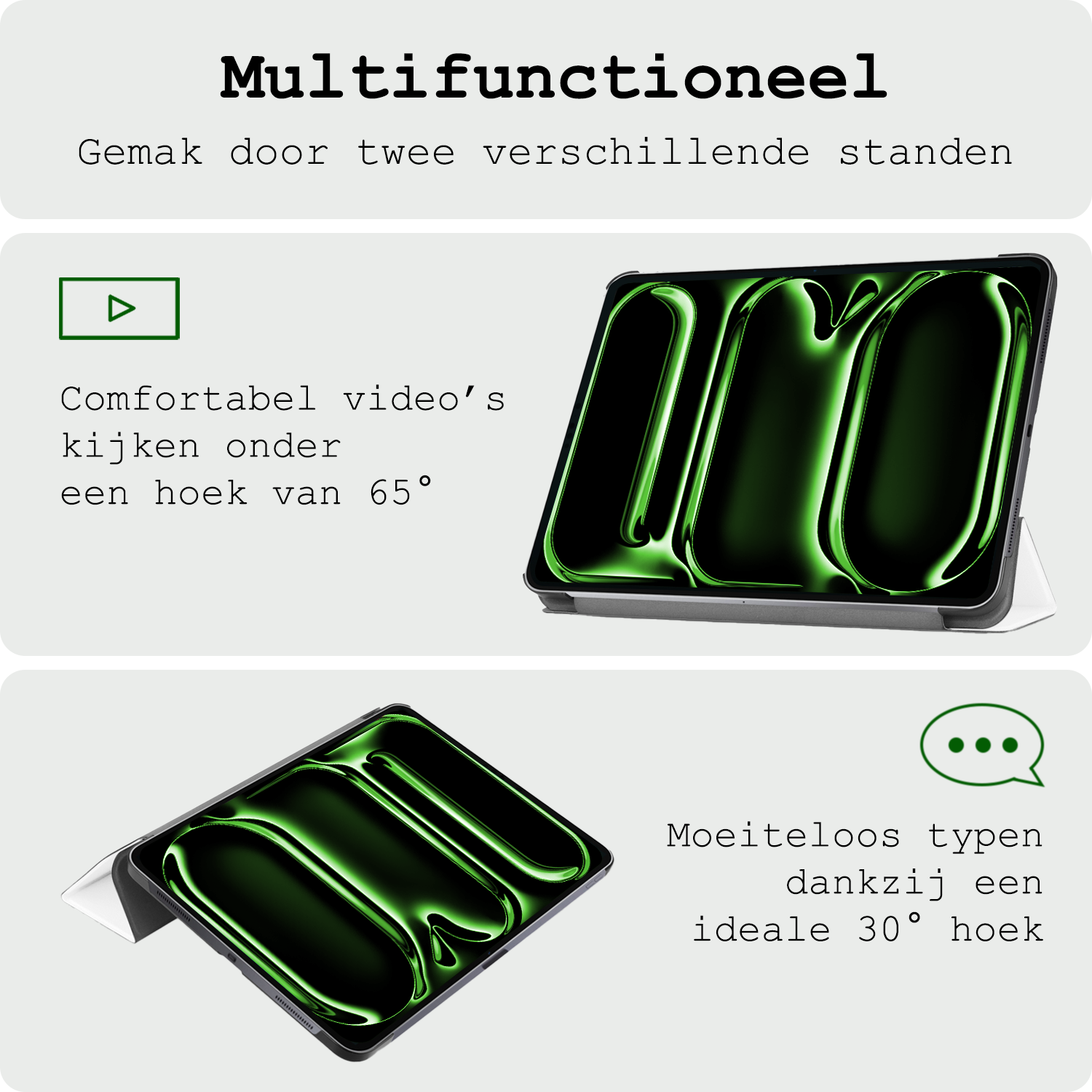 BASEY. Hoesje Geschikt voor iPad Pro 2024 (11 inch) Hoes Case Tablet Hoesje Tri-fold - Hoes Geschikt voor iPad Pro 2024 11 inch (7e generatie) Hoesje Hard Cover Bookcase Hoes - Wit