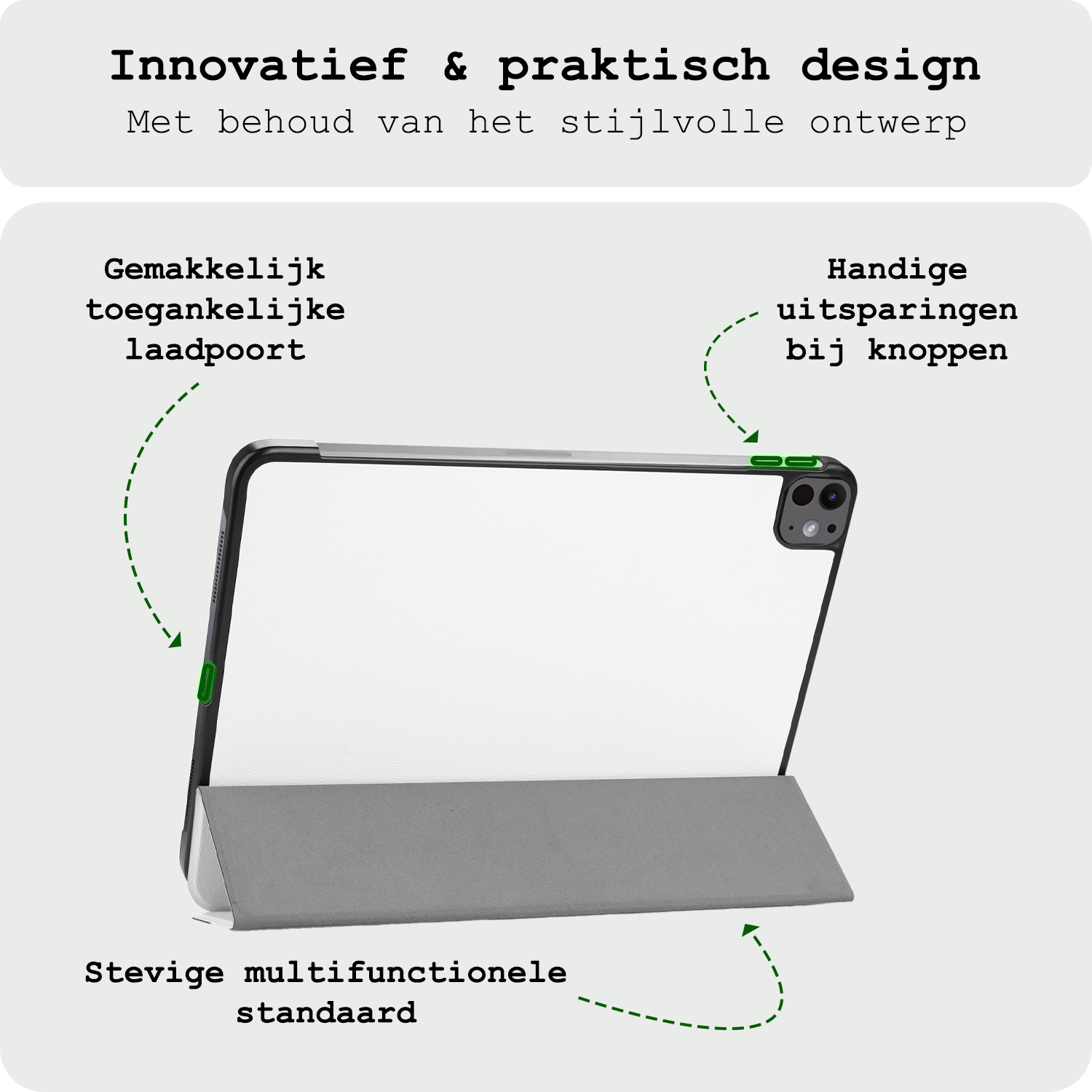 BASEY. Hoesje Geschikt voor iPad Pro 2024 (11 inch) Hoes Case Tablet Hoesje Tri-fold - Hoes Geschikt voor iPad Pro 2024 11 inch (7e generatie) Hoesje Hard Cover Bookcase Hoes - Wit