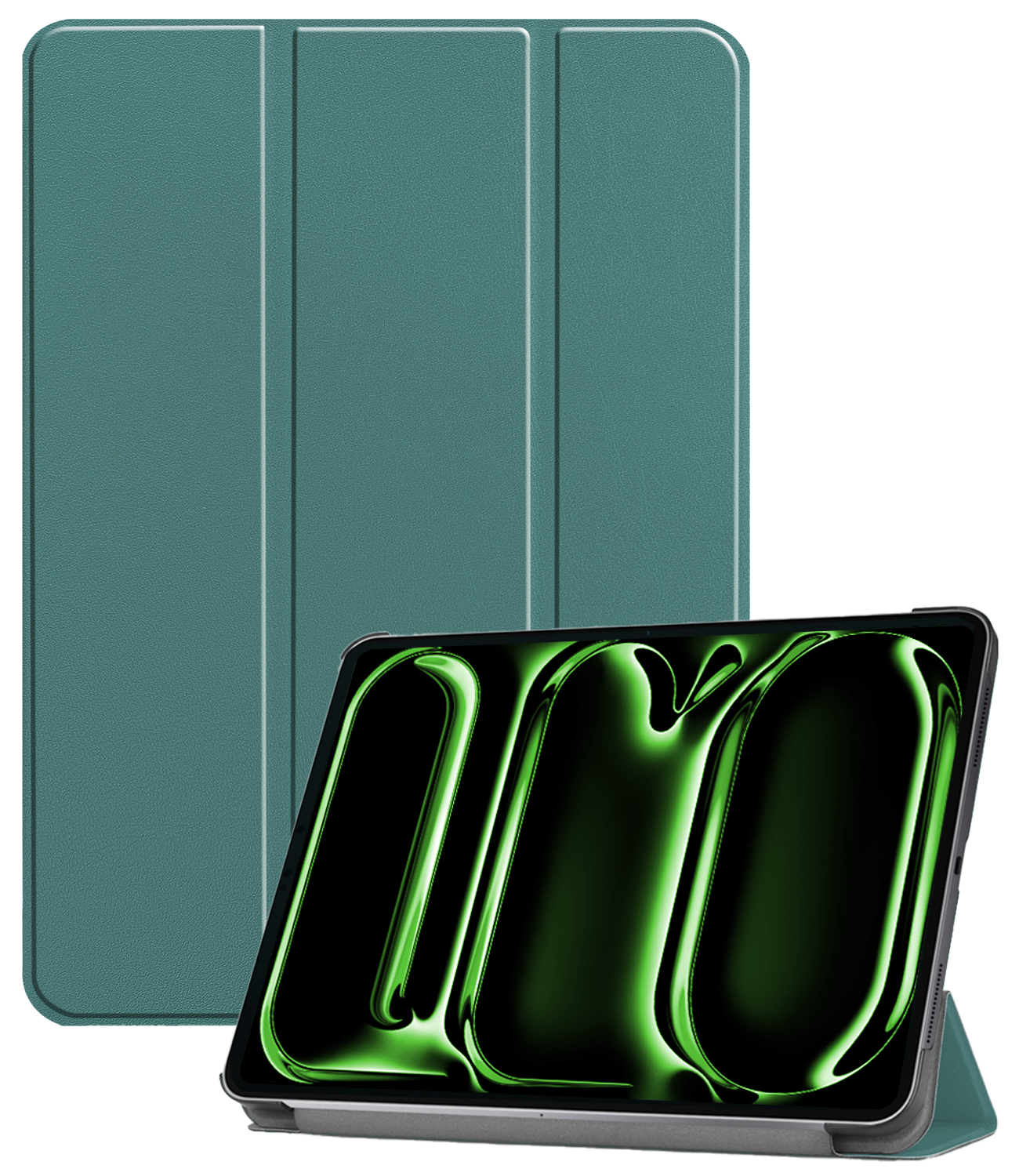 BASEY. Hoesje Geschikt voor iPad Pro 2024 (13 inch) Hoes Case Tablet Hoesje Tri-fold - Hoes Geschikt voor iPad Pro 2024 13 inch (7e generatie) Hoesje Hard Cover Bookcase Hoes - Donkergroen