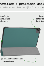 BASEY. Hoesje Geschikt voor iPad Pro 2024 (13 inch) Hoes Case Tablet Hoesje Tri-fold - Hoes Geschikt voor iPad Pro 2024 13 inch (7e generatie) Hoesje Hard Cover Bookcase Hoes - Donkergroen