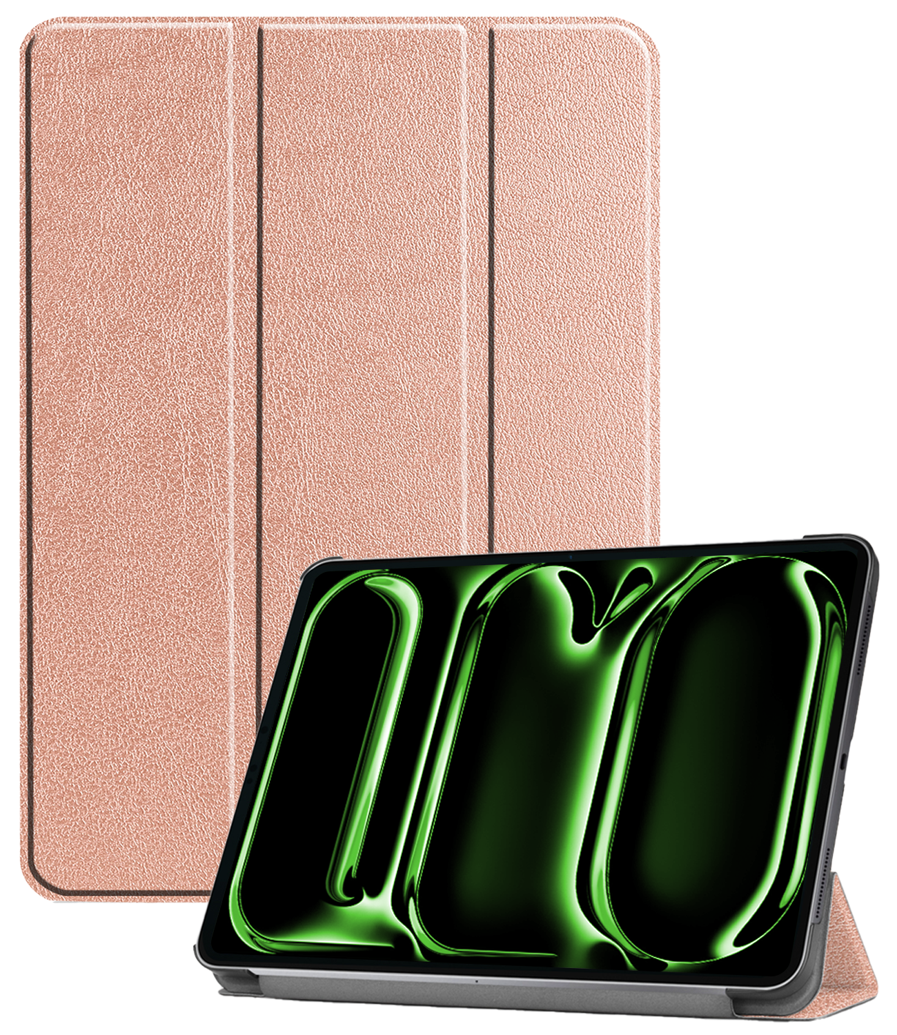 BASEY. Hoesje Geschikt voor iPad Pro 2024 (13 inch) Hoes Case Tablet Hoesje Tri-fold - Hoes Geschikt voor iPad Pro 2024 13 inch (7e generatie) Hoesje Hard Cover Bookcase Hoes - Rosé goud