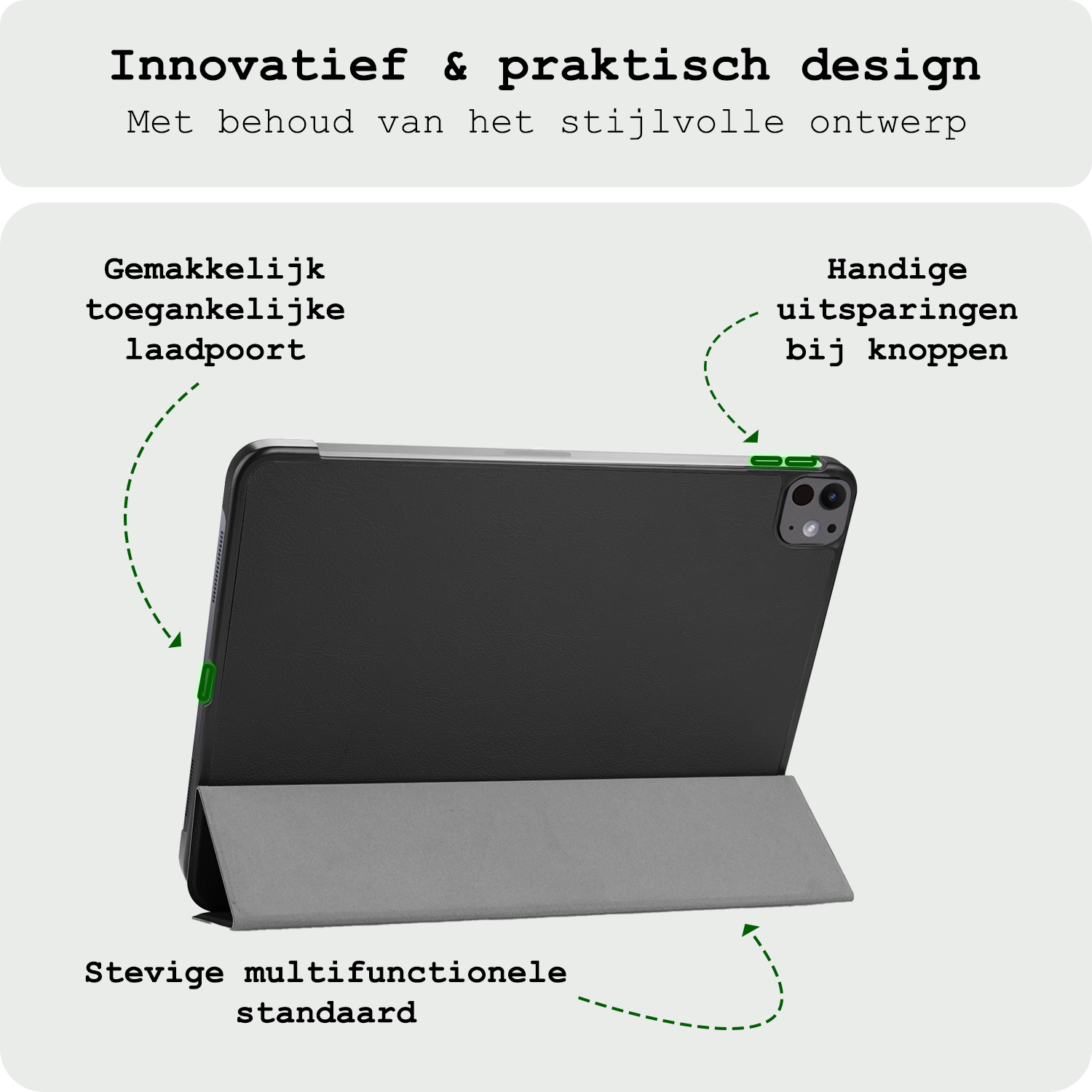 BASEY. Hoesje Geschikt voor iPad Pro 2024 (13 inch) Hoes Case Tablet Hoesje Tri-fold - Hoes Geschikt voor iPad Pro 2024 13 inch (7e generatie) Hoesje Hard Cover Bookcase Hoes - Zwart