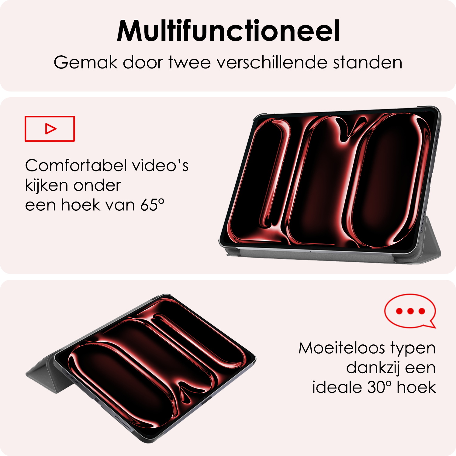 NoXx Hoesje Geschikt voor iPad Pro 2024 (13 inch) Hoesje Case Hard Cover Hoes Book Case - Grijs