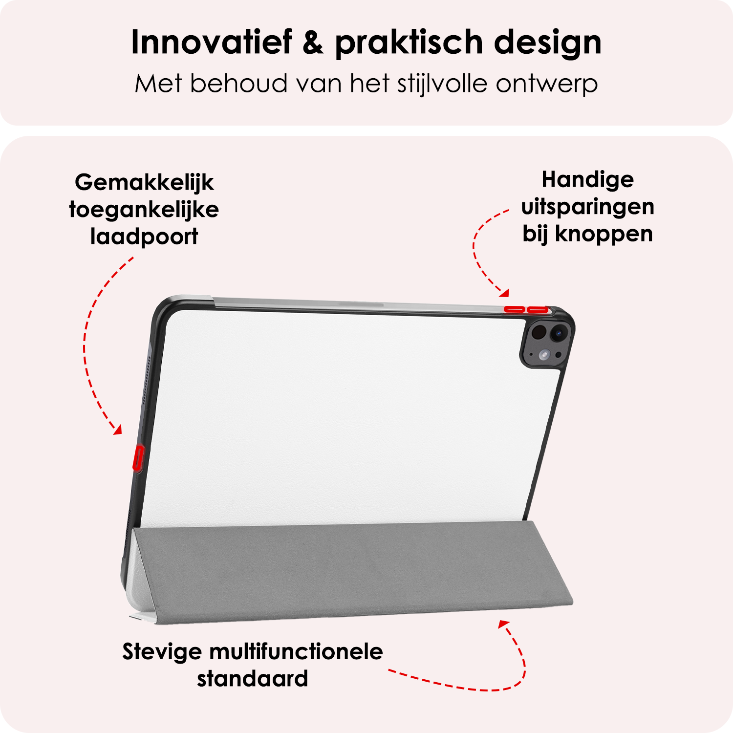 NoXx Hoesje Geschikt voor iPad Pro 2024 (11 inch) Hoesje Case Hard Cover Hoes Book Case - Wit