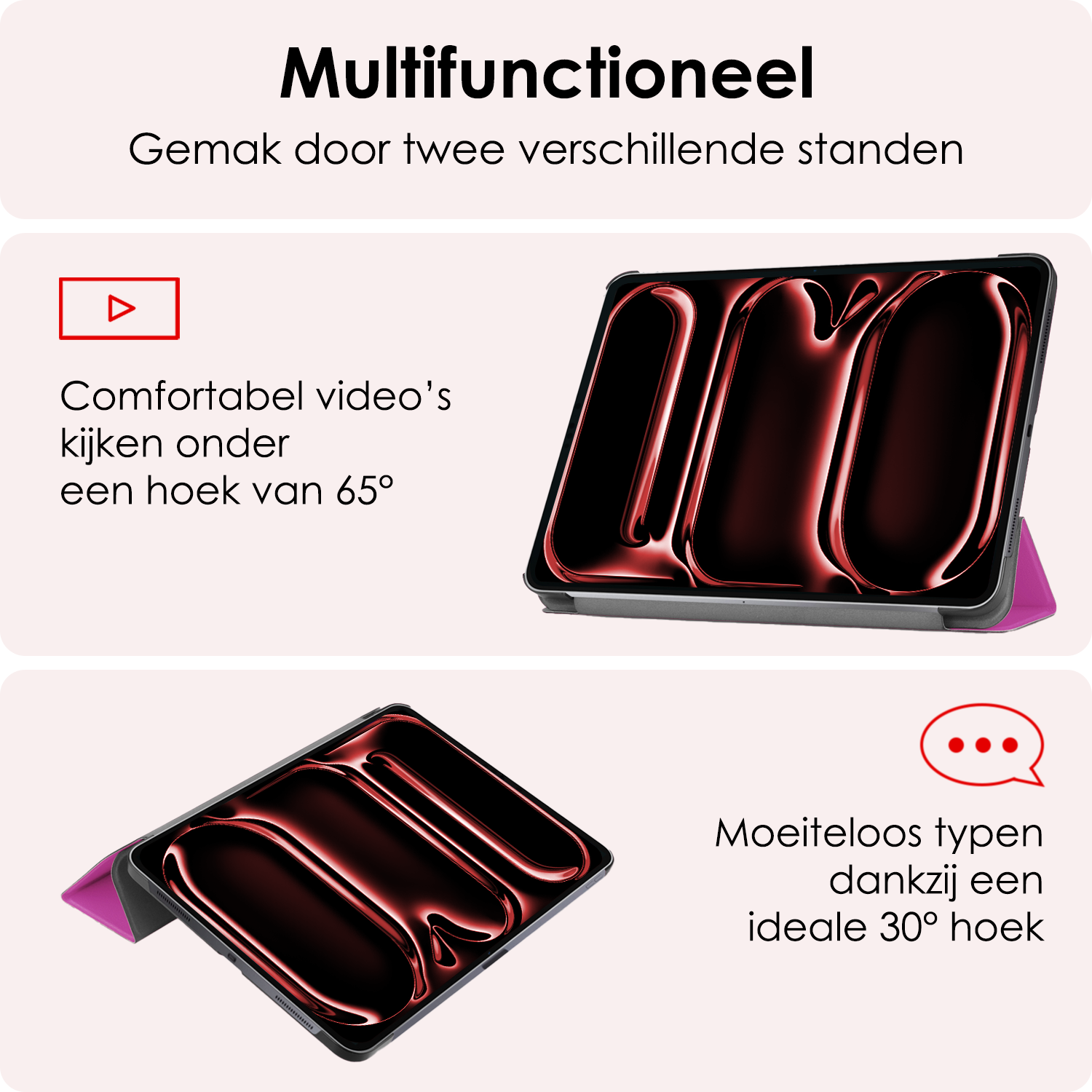 NoXx Hoesje Geschikt voor iPad Pro 2024 (11 inch) Hoesje Case Hard Cover Hoes Book Case - Paars