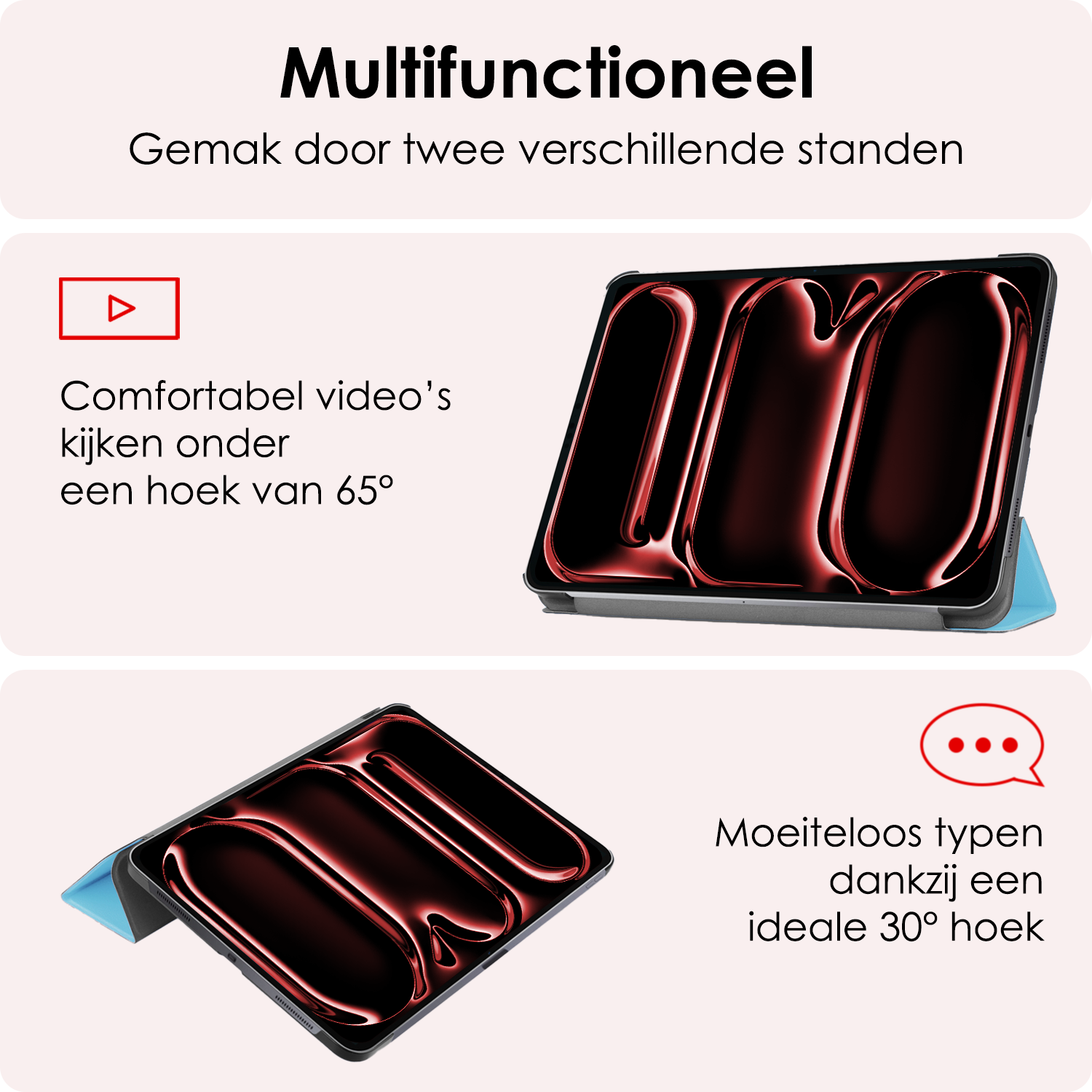 NoXx Hoesje Geschikt voor iPad Pro 2024 (11 inch) Hoesje Case Hard Cover Hoes Book Case - Lichtblauw