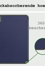 BASEY. Hoesje Geschikt voor iPad Pro 2024 (13 inch) Hoes Case Tablet Hoesje Tri-fold Met Uitsparing Geschikt voor Apple Pencil - Hoes Geschikt voor iPad Pro 2024 13 inch (7e generatie) Hoesje Hard Cover Bookcase Hoes - Donkerblauw