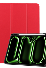 BASEY. Hoesje Geschikt voor iPad Pro 2024 (13 inch) Hoes Case Tablet Hoesje Tri-fold Met Uitsparing Geschikt voor Apple Pencil - Hoes Geschikt voor iPad Pro 2024 13 inch (7e generatie) Hoesje Hard Cover Bookcase Hoes - Rood