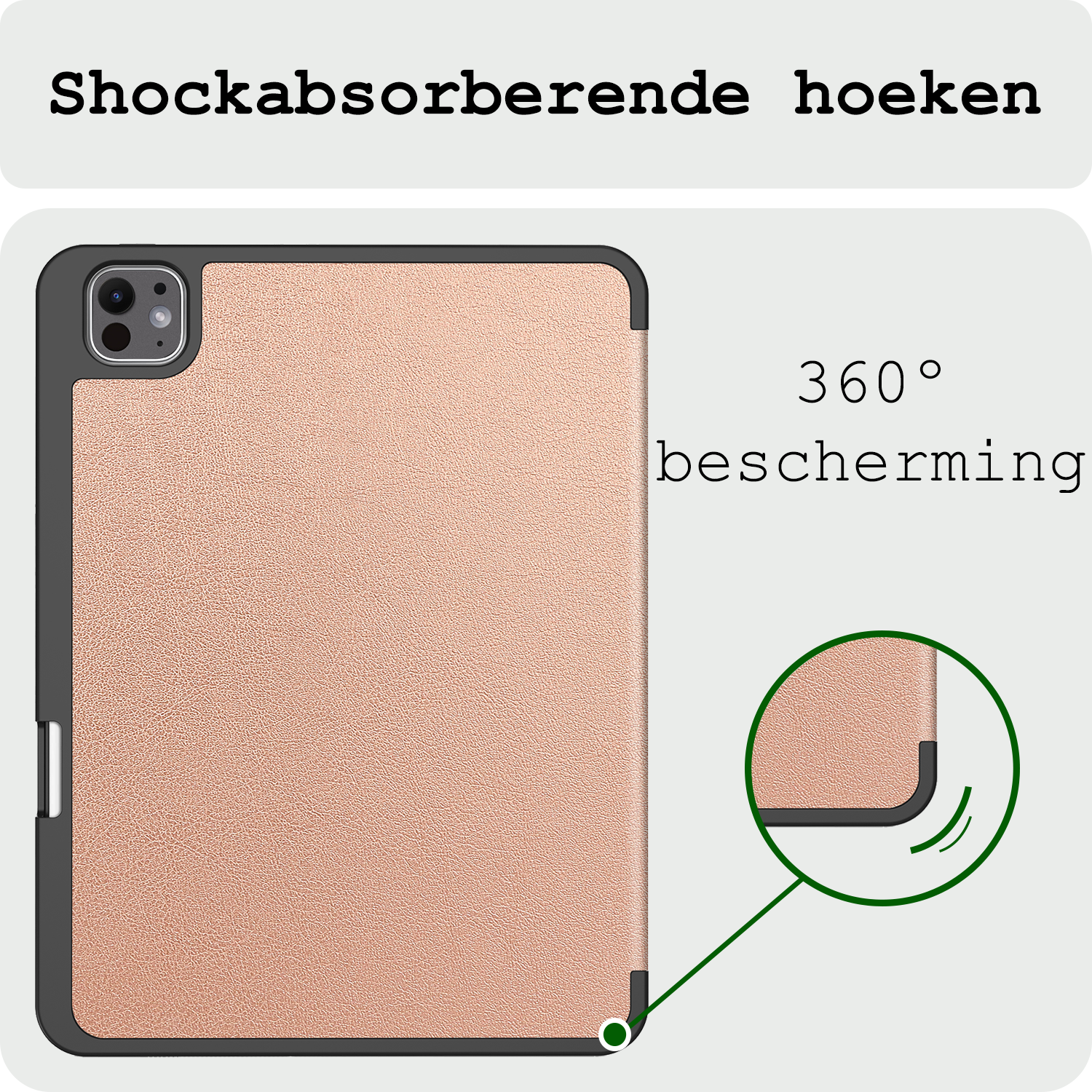 BASEY. Hoesje Geschikt voor iPad Pro 2024 (13 inch) Hoes Case Tablet Hoesje Tri-fold Met Uitsparing Geschikt voor Apple Pencil - Hoes Geschikt voor iPad Pro 2024 13 inch (7e generatie) Hoesje Hard Cover Bookcase Hoes - Rosé goud