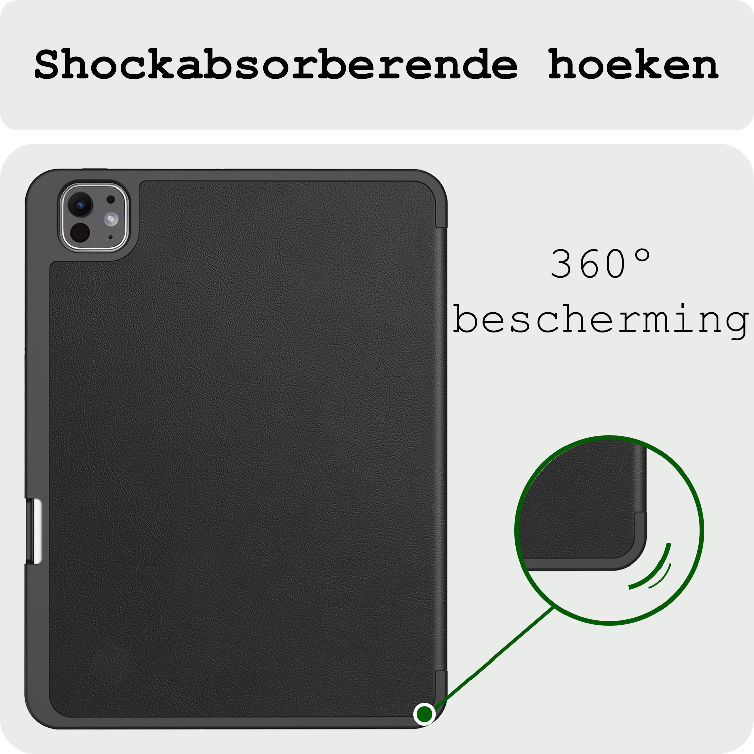 BASEY. Hoesje Geschikt voor iPad Pro 2024 (13 inch) Hoes Case Tablet Hoesje Tri-fold Met Uitsparing Geschikt voor Apple Pencil - Hoes Geschikt voor iPad Pro 2024 13 inch (7e generatie) Hoesje Hard Cover Bookcase Hoes - Zwart