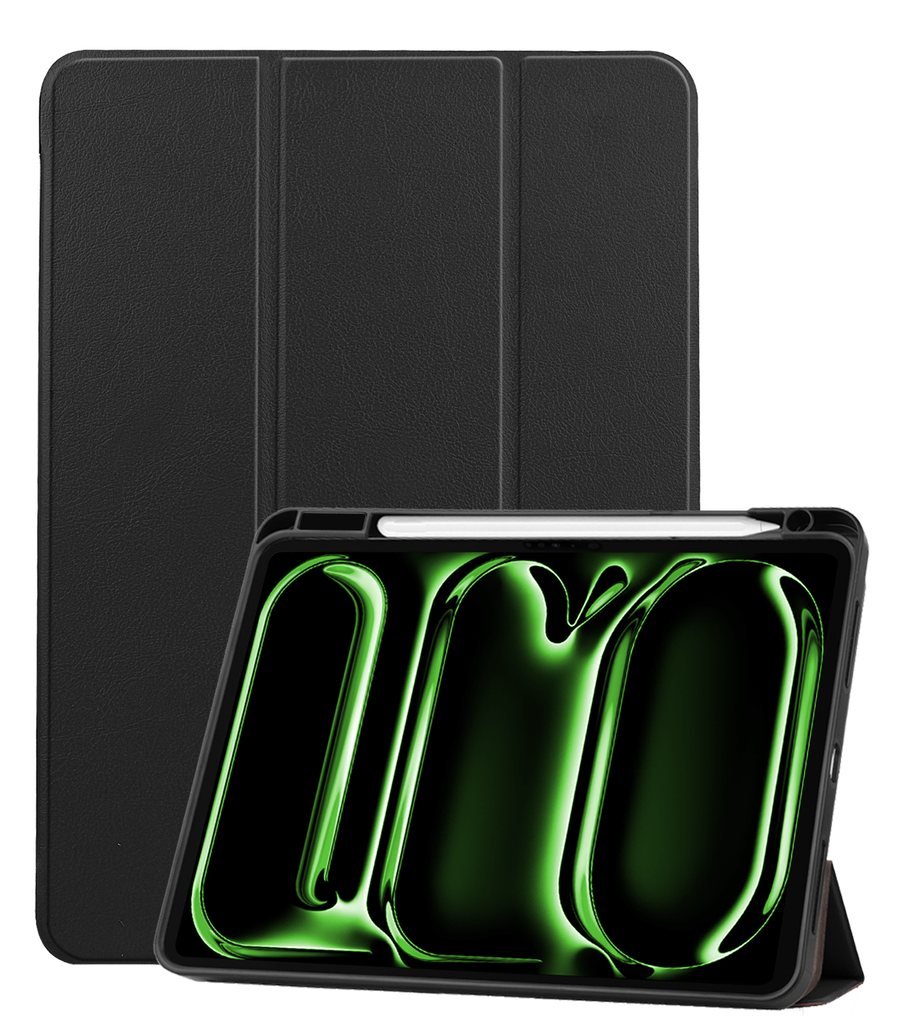 BASEY. Hoesje Geschikt voor iPad Pro 2024 (13 inch) Hoes Case Tablet Hoesje Tri-fold Met Uitsparing Geschikt voor Apple Pencil - Hoes Geschikt voor iPad Pro 2024 13 inch (7e generatie) Hoesje Hard Cover Bookcase Hoes - Zwart