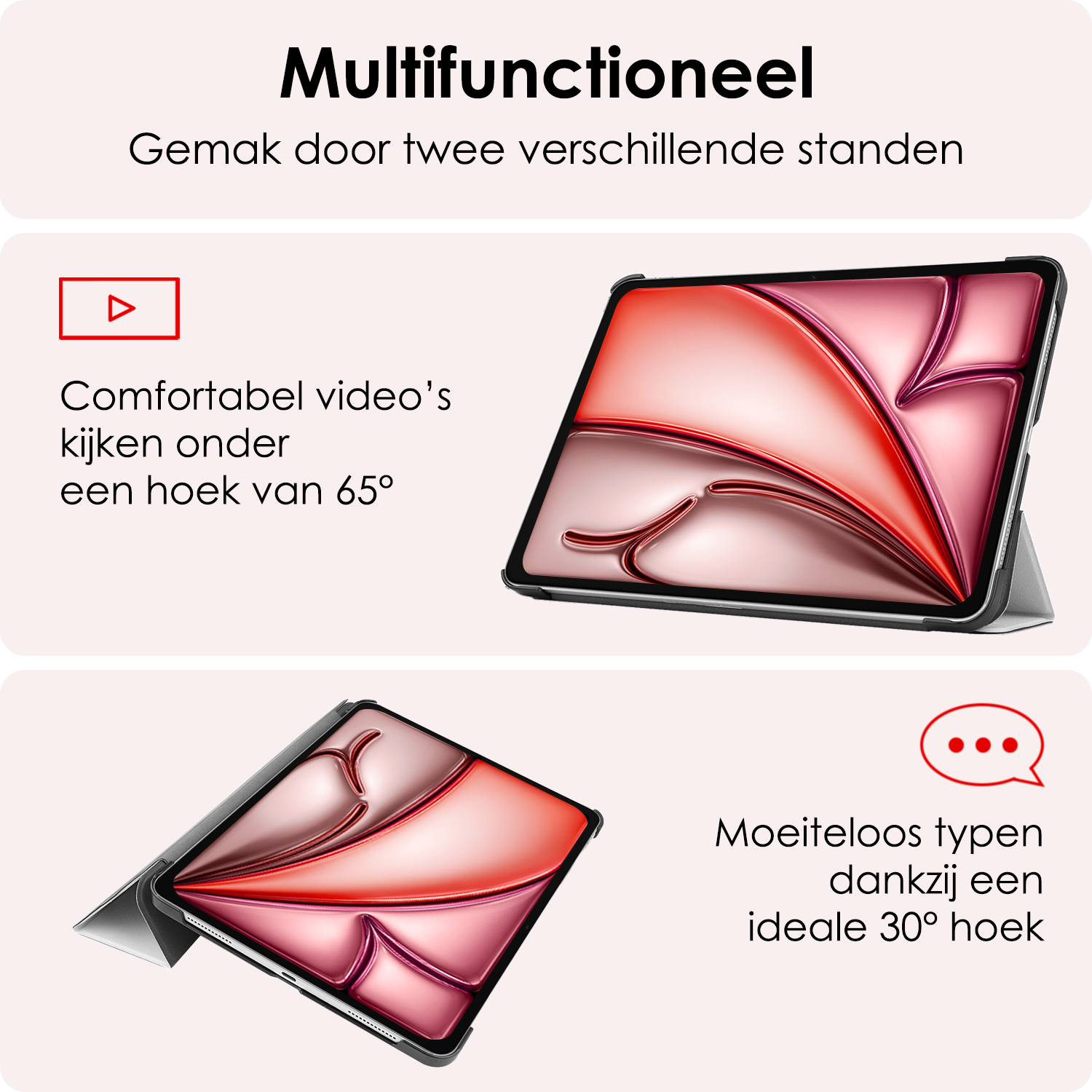 NoXx Hoesje Geschikt voor iPad Air 6 (11 inch) Hoesje Case Hard Cover Hoes Book Case - Wit