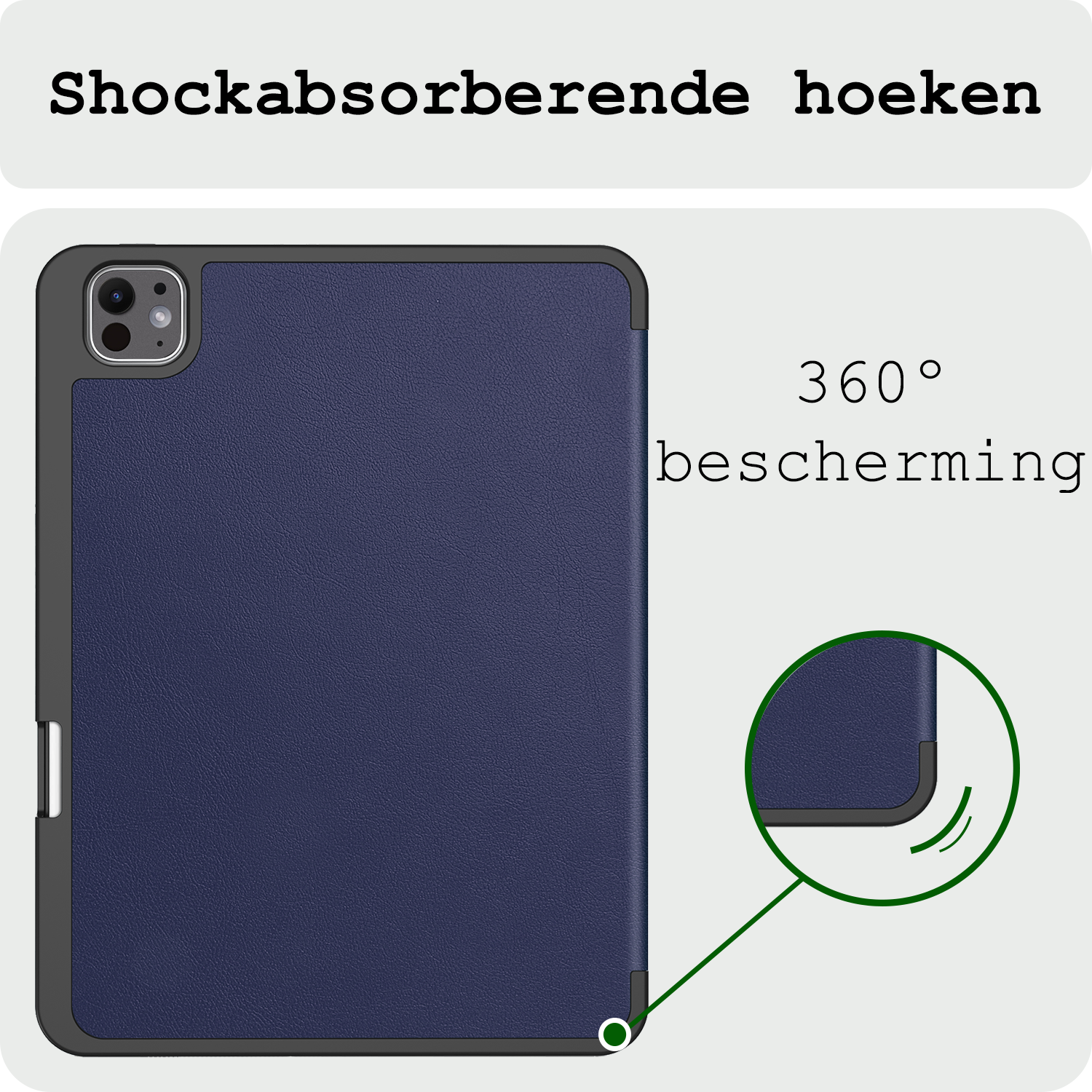 BASEY. Hoesje Geschikt voor iPad Pro 2024 (11 inch) Hoes Case Tablet Hoesje Tri-fold Met Uitsparing Geschikt voor Apple Pencil - Hoes Geschikt voor iPad Pro 2024 11 inch (7e generatie) Hoesje Hard Cover Bookcase Hoes - Donkerblauw
