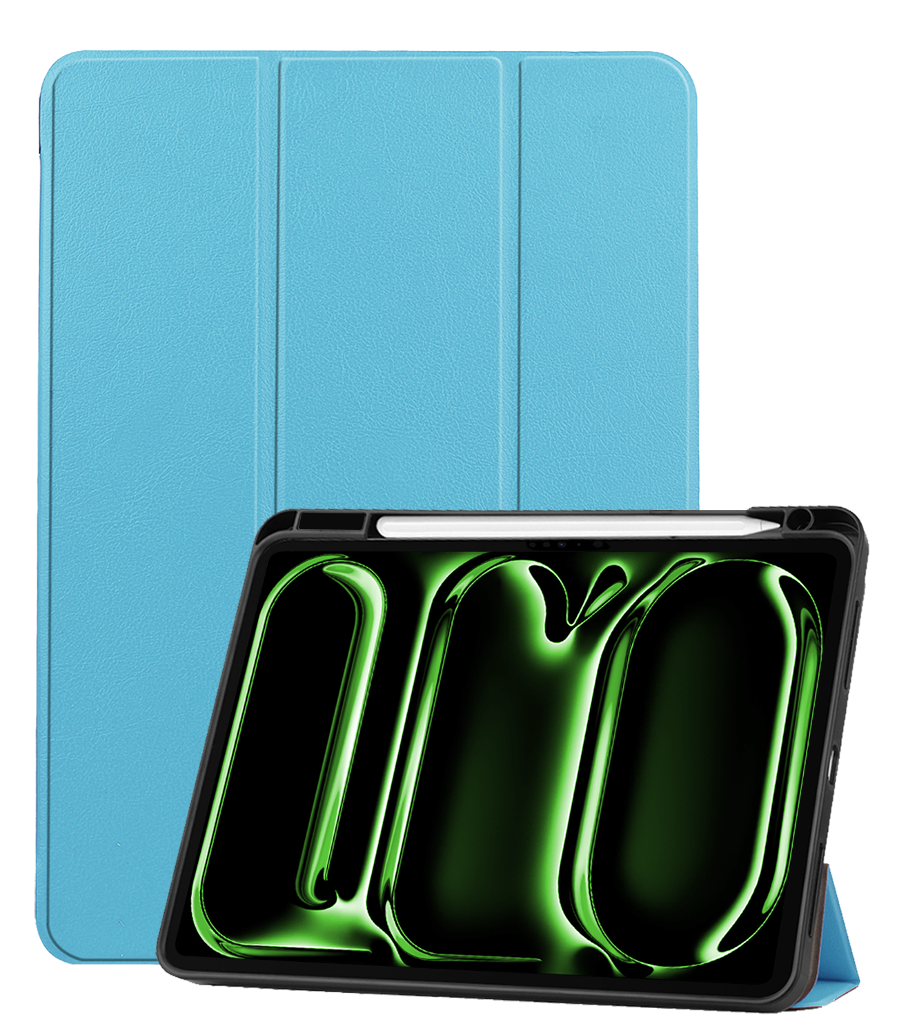 BASEY. Hoesje Geschikt voor iPad Pro 2024 (11 inch) Hoes Case Tablet Hoesje Tri-fold Met Uitsparing Geschikt voor Apple Pencil - Hoes Geschikt voor iPad Pro 2024 11 inch (7e generatie) Hoesje Hard Cover Bookcase Hoes - Lichtblauw