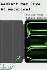 BASEY. Hoesje Geschikt voor iPad Pro 2024 (11 inch) Hoes Case Tablet Hoesje Tri-fold Met Uitsparing Geschikt voor Apple Pencil - Hoes Geschikt voor iPad Pro 2024 11 inch (7e generatie) Hoesje Hard Cover Bookcase Hoes - Lichtblauw