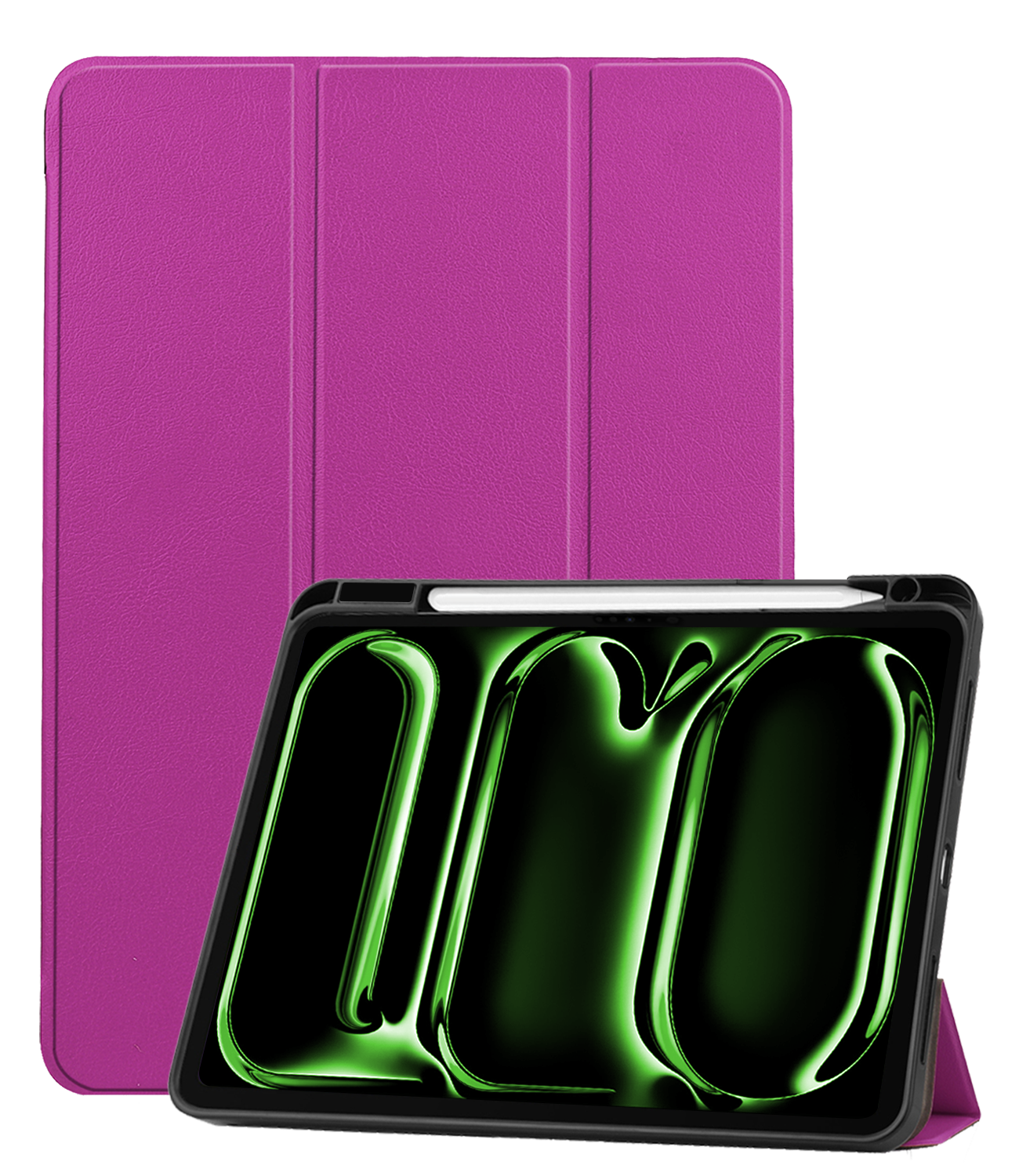 BASEY. Hoesje Geschikt voor iPad Pro 2024 (11 inch) Hoes Case Tablet Hoesje Tri-fold Met Uitsparing Geschikt voor Apple Pencil - Hoes Geschikt voor iPad Pro 2024 11 inch (7e generatie) Hoesje Hard Cover Bookcase Hoes - Paars