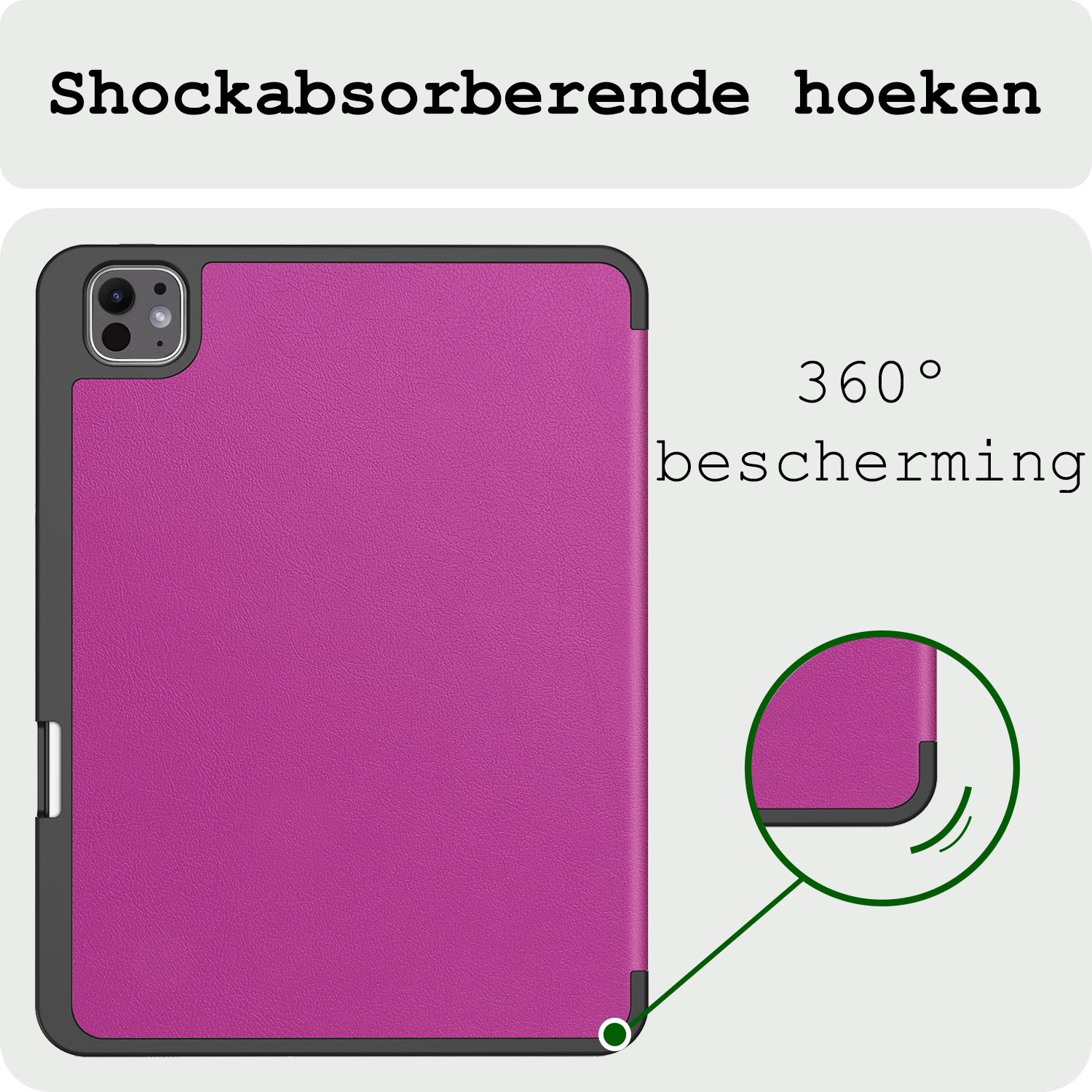 BASEY. Hoesje Geschikt voor iPad Pro 2024 (11 inch) Hoes Case Tablet Hoesje Tri-fold Met Uitsparing Geschikt voor Apple Pencil - Hoes Geschikt voor iPad Pro 2024 11 inch (7e generatie) Hoesje Hard Cover Bookcase Hoes - Paars