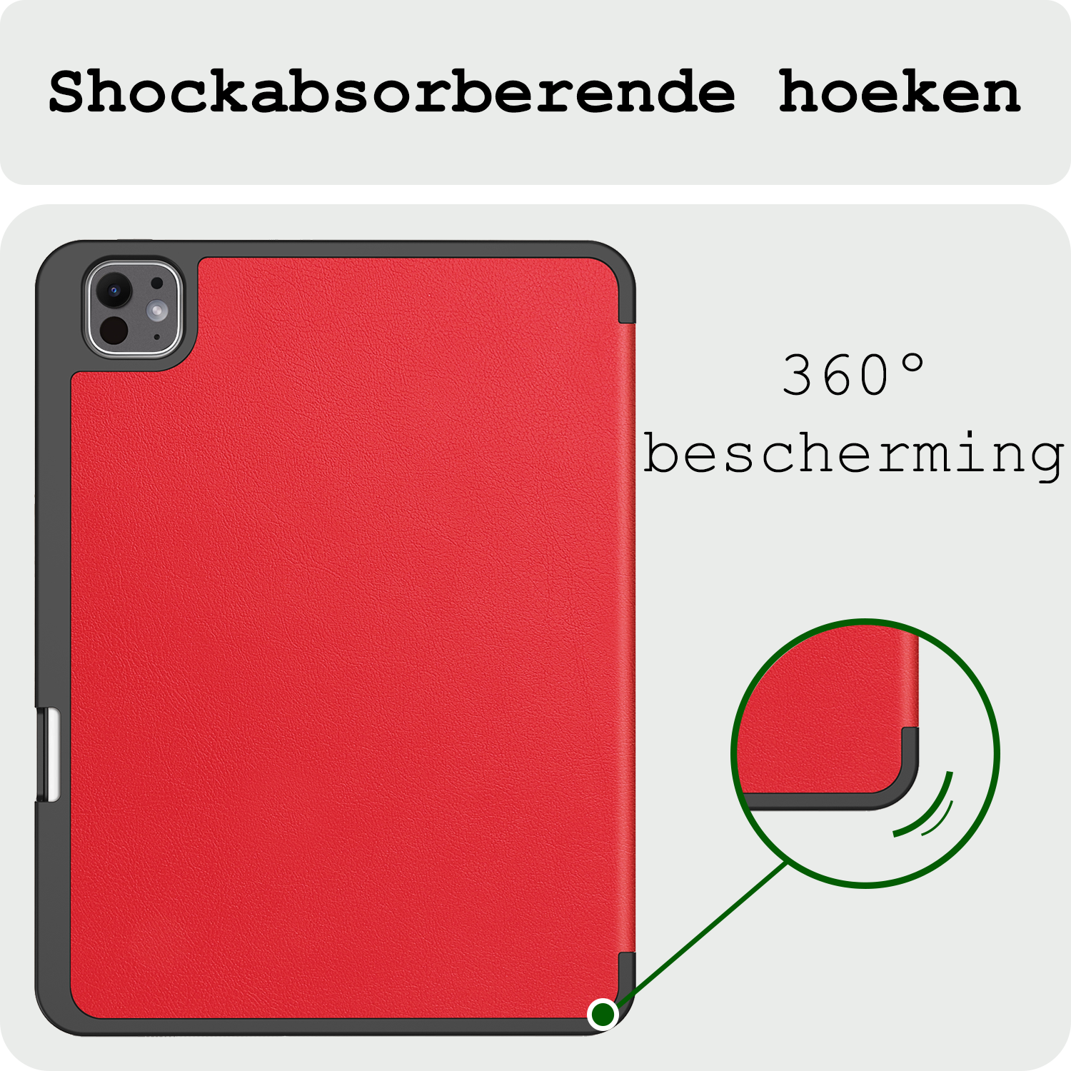 BASEY. Hoesje Geschikt voor iPad Pro 2024 (11 inch) Hoes Case Tablet Hoesje Tri-fold Met Uitsparing Geschikt voor Apple Pencil - Hoes Geschikt voor iPad Pro 2024 11 inch (7e generatie) Hoesje Hard Cover Bookcase Hoes - Rood