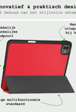 BASEY. Hoesje Geschikt voor iPad Pro 2024 (11 inch) Hoes Case Tablet Hoesje Tri-fold Met Uitsparing Geschikt voor Apple Pencil - Hoes Geschikt voor iPad Pro 2024 11 inch (7e generatie) Hoesje Hard Cover Bookcase Hoes - Rood