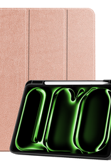 BASEY. Hoesje Geschikt voor iPad Pro 2024 (11 inch) Hoes Case Tablet Hoesje Tri-fold Met Uitsparing Geschikt voor Apple Pencil - Hoes Geschikt voor iPad Pro 2024 11 inch (7e generatie) Hoesje Hard Cover Bookcase Hoes - Rosé goud
