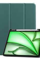 BASEY. Hoesje Geschikt voor iPad Air 6 (13 inch) Hoes Case Tablet Hoesje Tri-fold Met Uitsparing Geschikt voor Apple Pencil - Hoes Geschikt voor iPad Air 2024 (13 inch) Hoesje Hard Cover Bookcase Hoes - Donkergroen