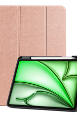 BASEY. Hoesje Geschikt voor iPad Air 6 (13 inch) Hoes Case Tablet Hoesje Tri-fold Met Uitsparing Geschikt voor Apple Pencil - Hoes Geschikt voor iPad Air 2024 (13 inch) Hoesje Hard Cover Bookcase Hoes - Rosé goud