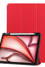 NoXx Hoesje Geschikt voor iPad Air 6 (11 inch) Hoesje Case Hard Cover Hoes Book Case Met Uitsparing Geschikt voor Apple Pencil - Rood