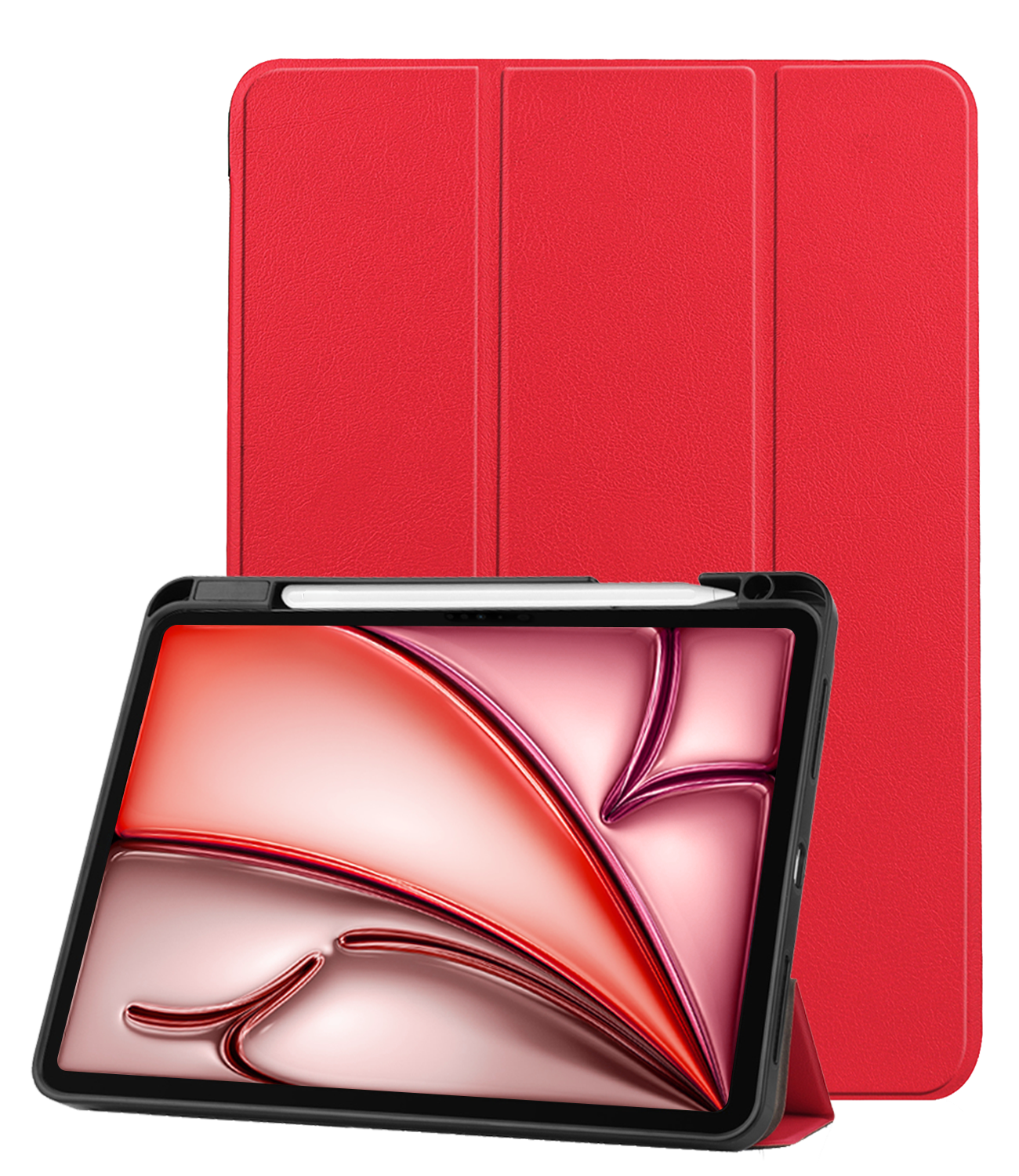 NoXx Hoesje Geschikt voor iPad Air 6 (11 inch) Hoesje Case Hard Cover Hoes Book Case Met Uitsparing Geschikt voor Apple Pencil - Rood
