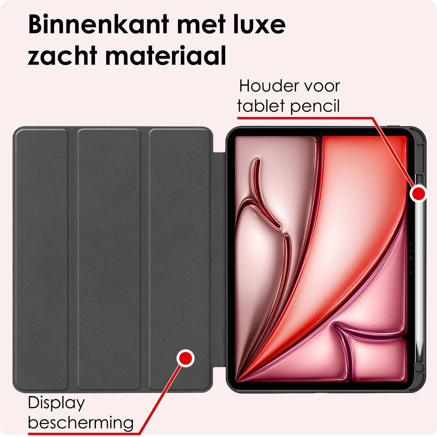 NoXx Hoesje Geschikt voor iPad Air 6 (11 inch) Hoesje Case Hard Cover Hoes Book Case Met Uitsparing Geschikt voor Apple Pencil - Rosé goud