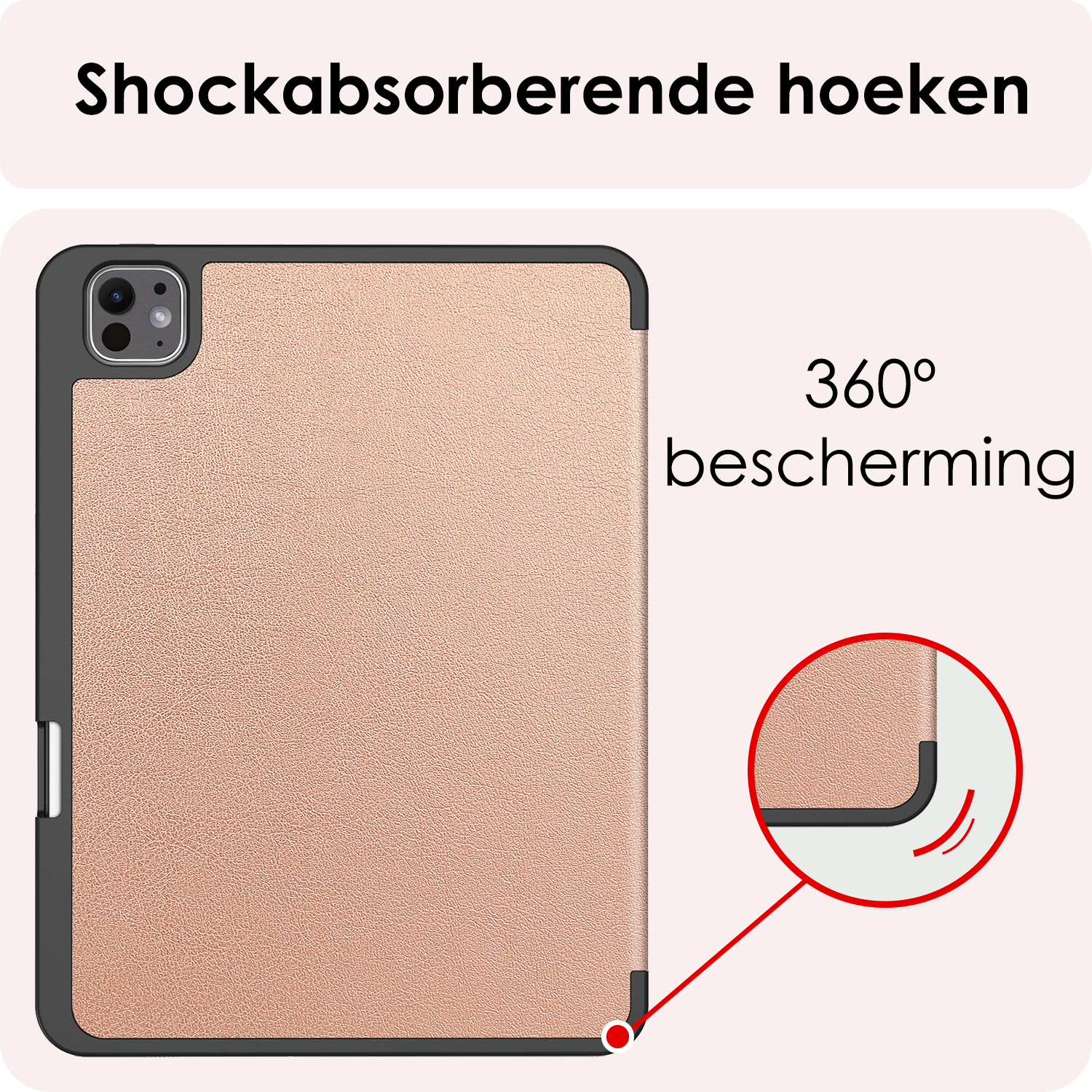 NoXx Hoesje Geschikt voor iPad Pro 2024 (13 inch) Hoesje Case Hard Cover Hoes Book Case Met Uitsparing Geschikt voor Apple Pencil - Rosé goud