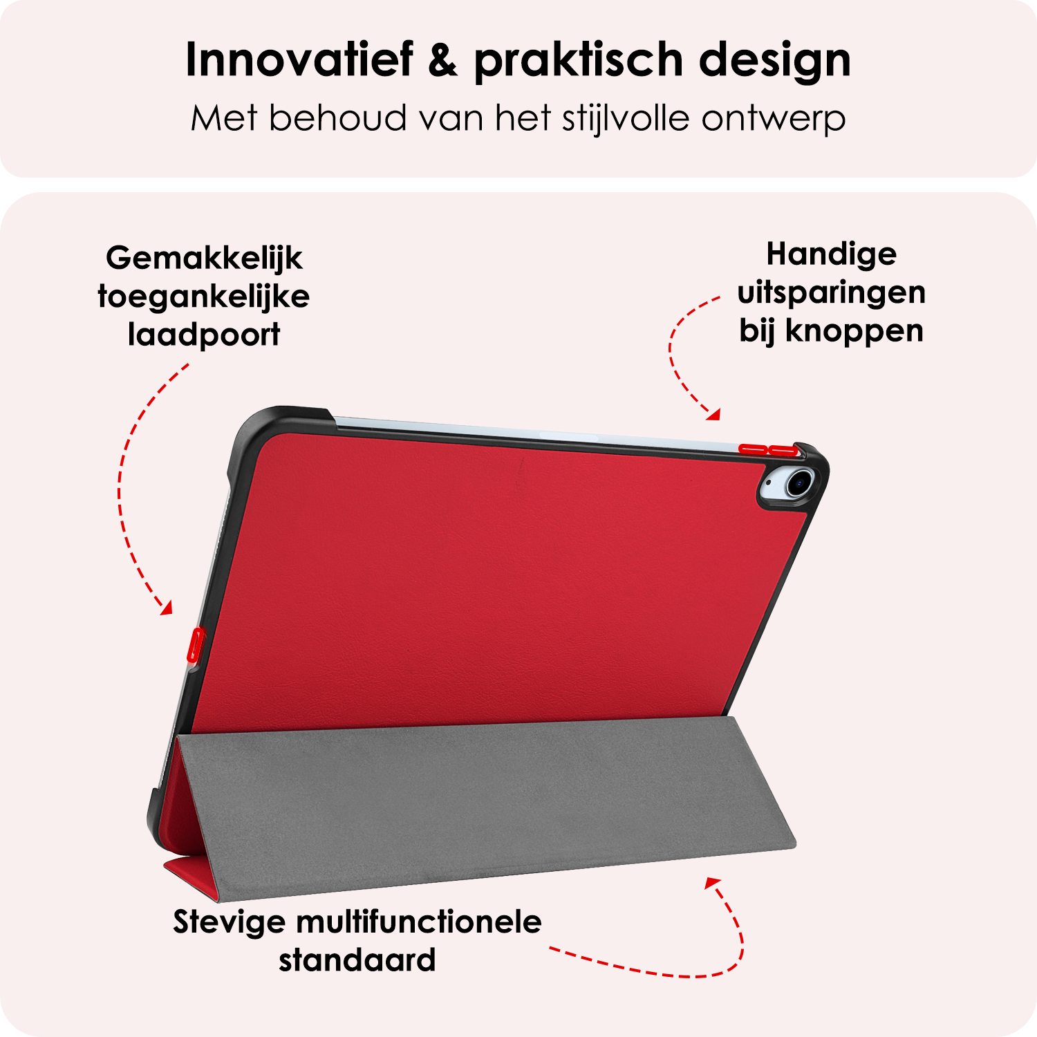 NoXx Hoesje Geschikt voor iPad Air 6 (13 inch) Hoesje Case Hard Cover Hoes Book Case - Rood