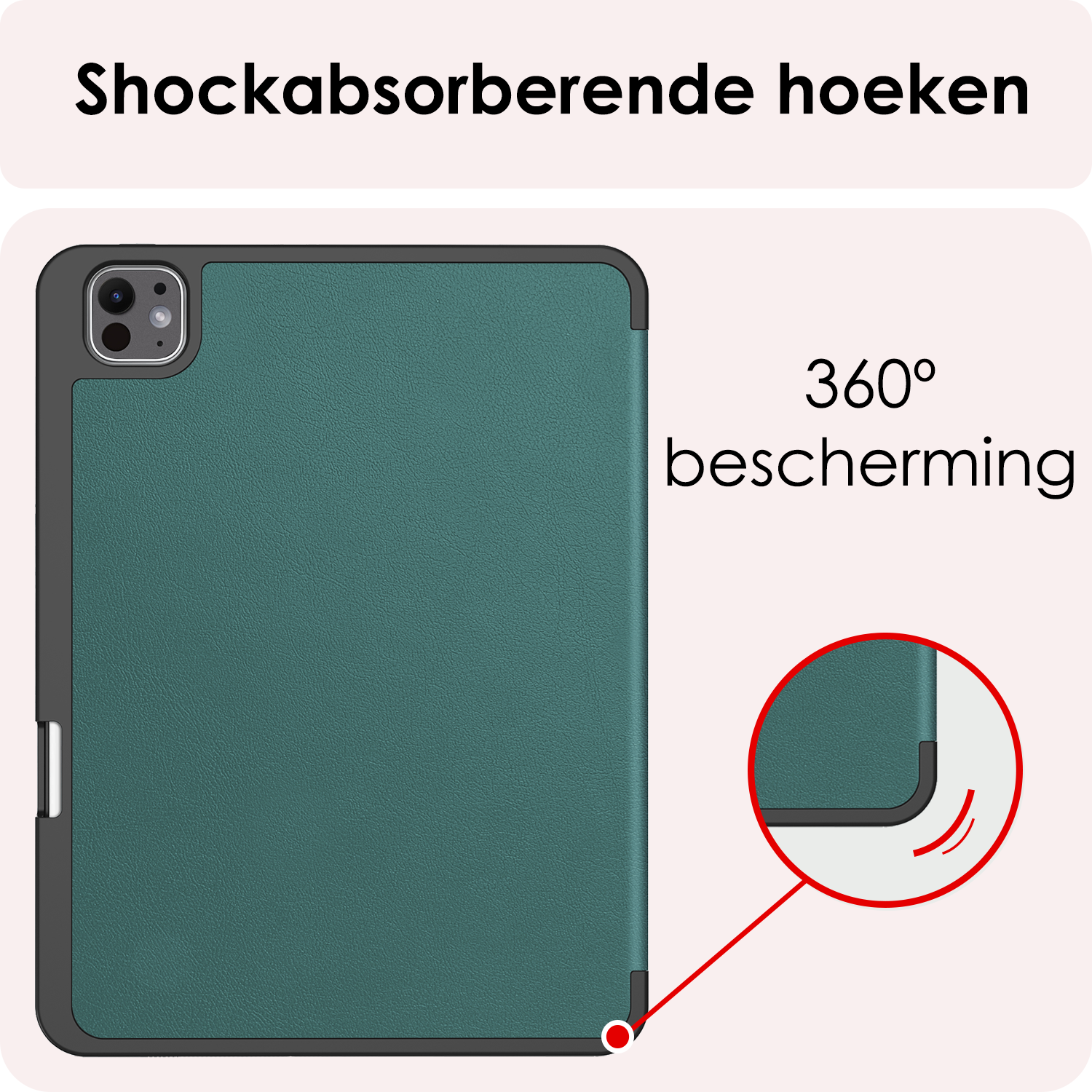 NoXx Hoesje Geschikt voor iPad Pro 2024 (13 inch) Hoesje Case Hard Cover Hoes Book Case Met Uitsparing Geschikt voor Apple Pencil - Donkergroen