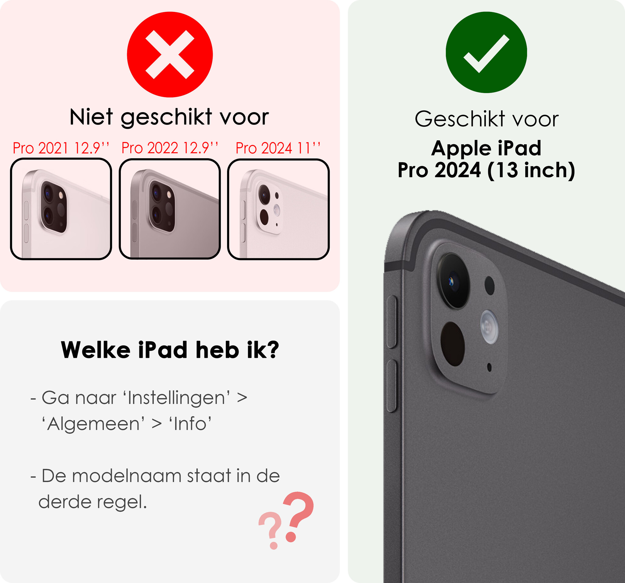 NoXx Hoesje Geschikt voor iPad Pro 2024 (13 inch) Hoesje Case Hard Cover Hoes Book Case Met Uitsparing Geschikt voor Apple Pencil - Donkergroen